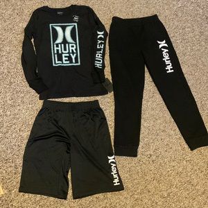 Bundle Hurley Long sleeve shirt, joggers, shorts Boys Youth Large H2O-Dri Nike